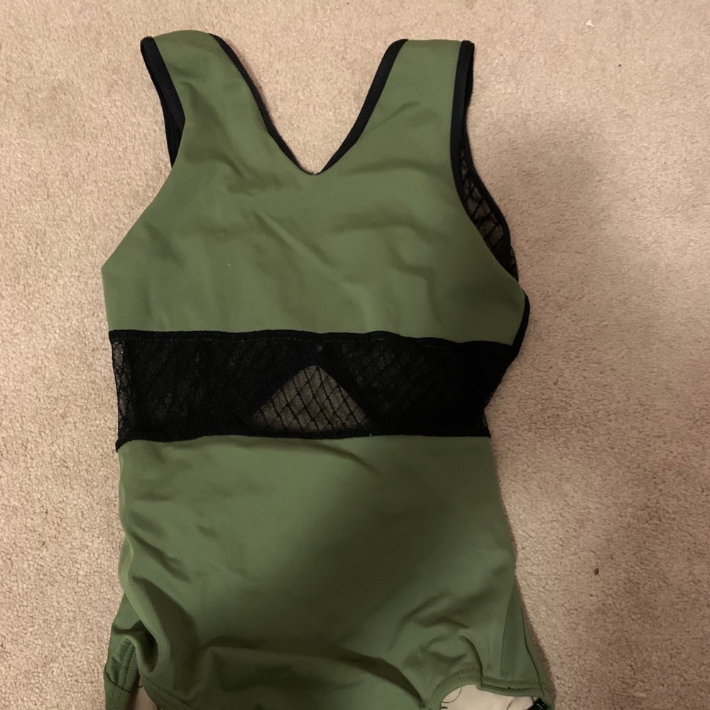 Green and Black mesh leotard
